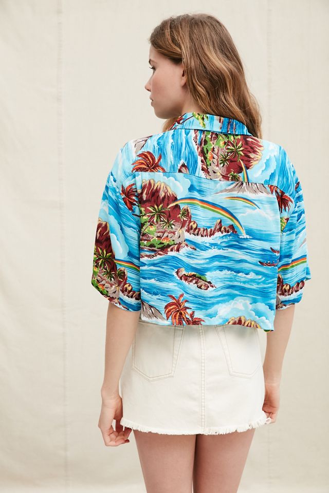 Urban Renewal Recycled Tropical Cropped Button-Down Shirt #3