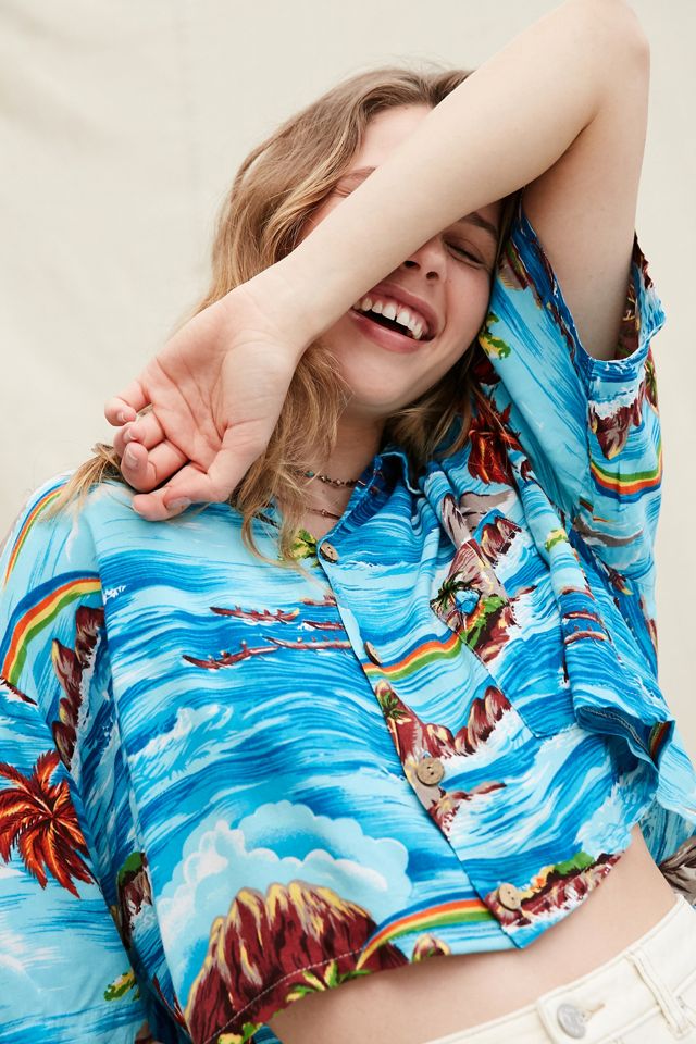 Urban Renewal Recycled Tropical Cropped Button-Down Shirt #4