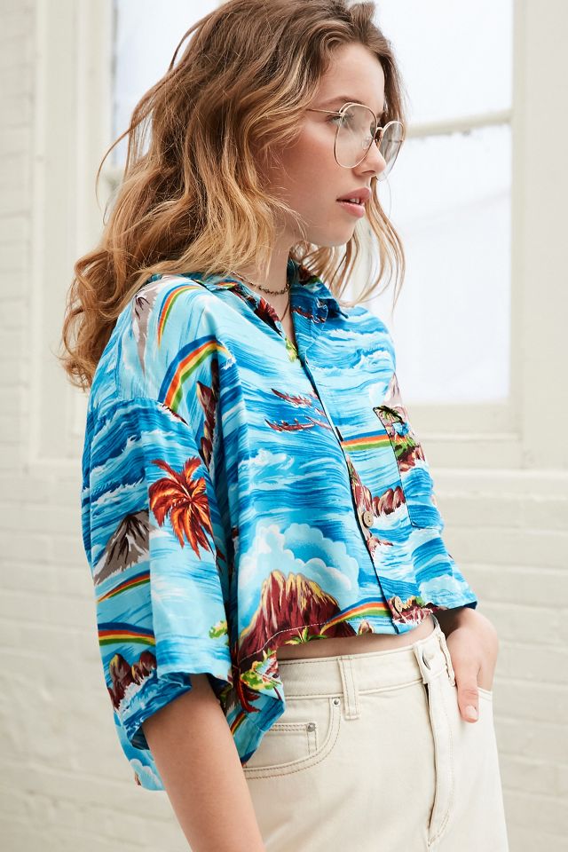 Urban Renewal Recycled Tropical Cropped Button-Down Shirt #5