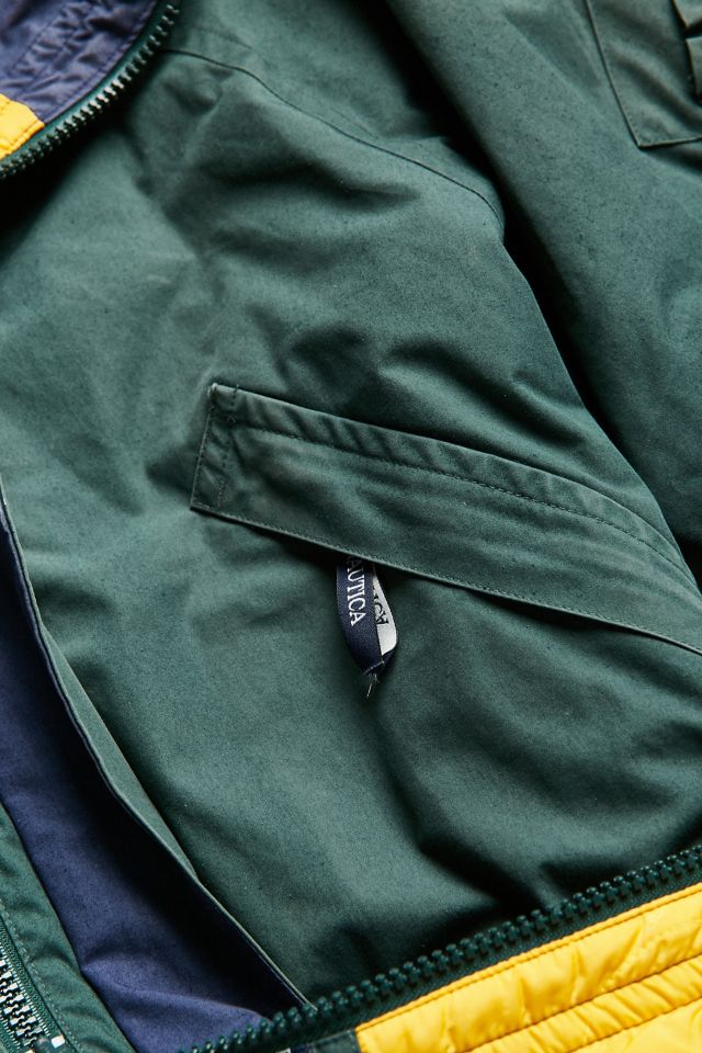 Vintage Nautica Green + Yellow '90s Prep Sport Windbreaker Jacket #2
