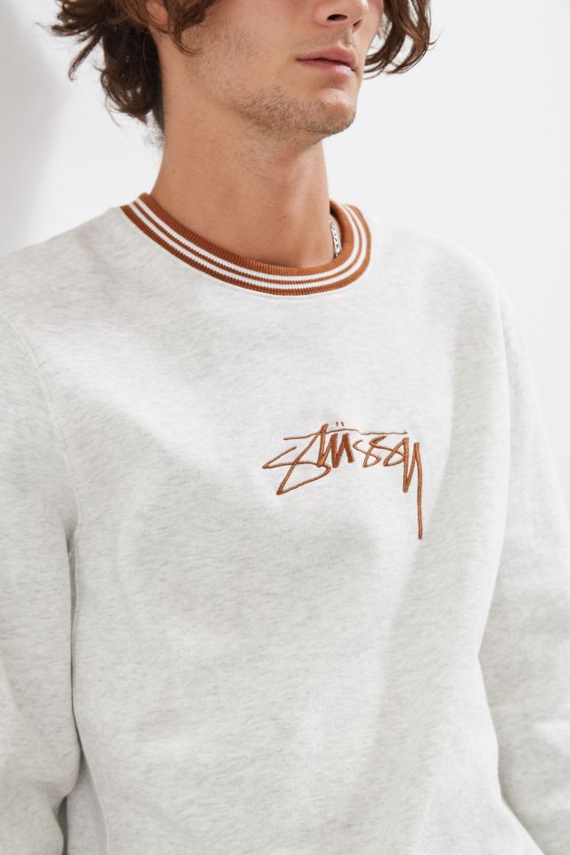 Stussy Contrast Collar Embroidered Crew Neck Sweatshirt #1