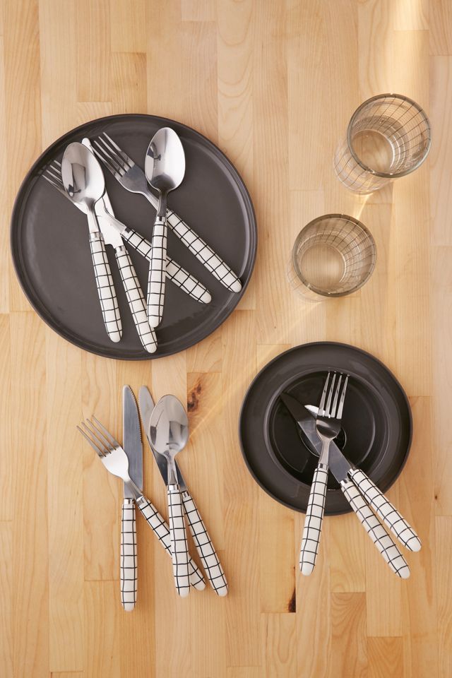 12-Piece Wonky Grid Flatware Set | Urban Outfitters