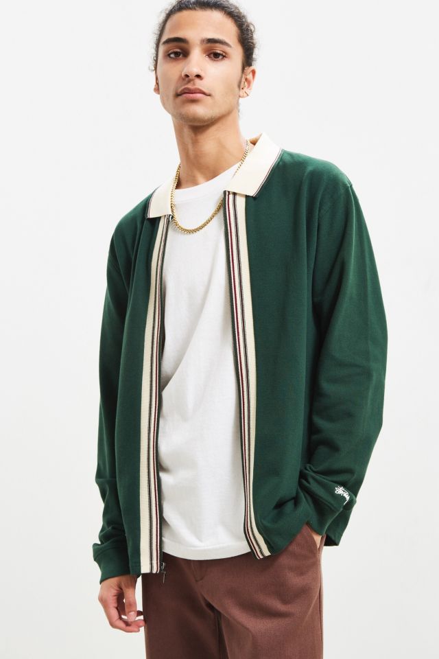 Stussy Full-Zip Long Sleeve Polo Shirt