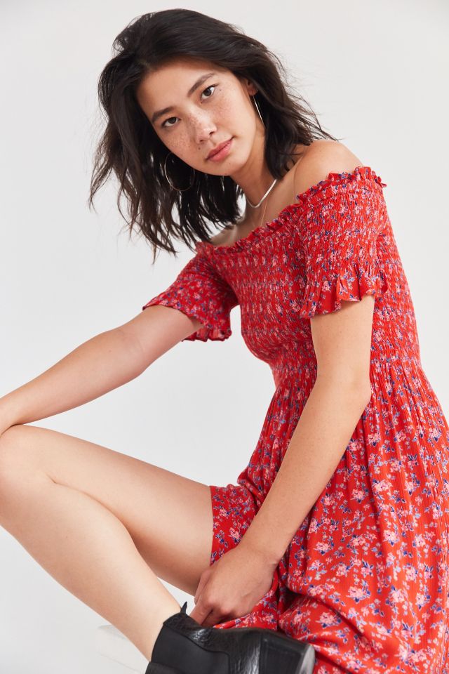Kimchi Blue Off-The-Shoulder Smocked Dress | Urban Outfitters