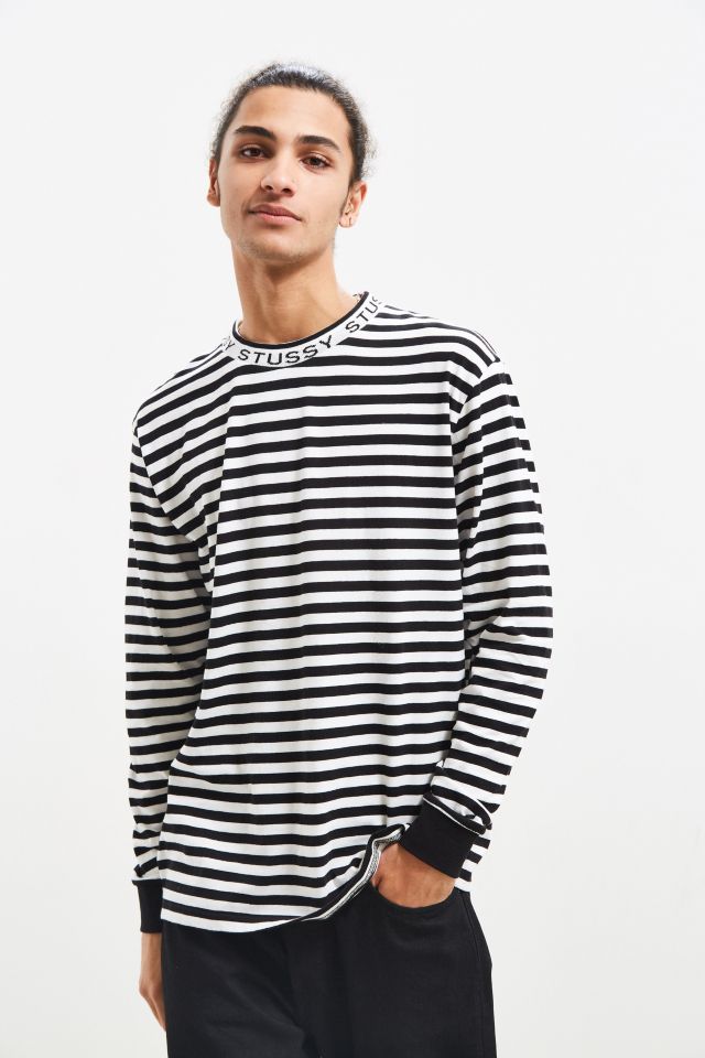 Stussy Jacquard Neck Long Sleeve Tee | Urban Outfitters