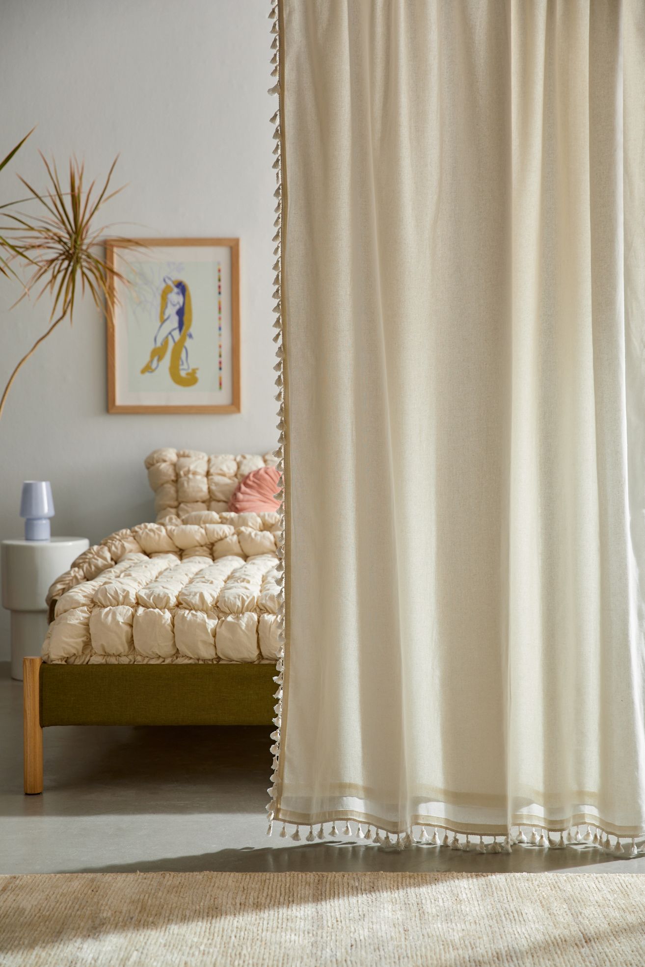 Palma Fringe Light Blocking Window Curtain - Ivory