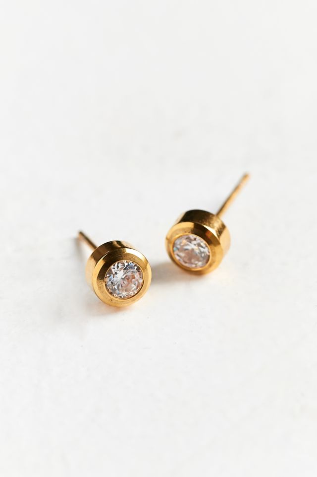 Seoul Little Bezel Stone Post Earring | Urban Outfitters