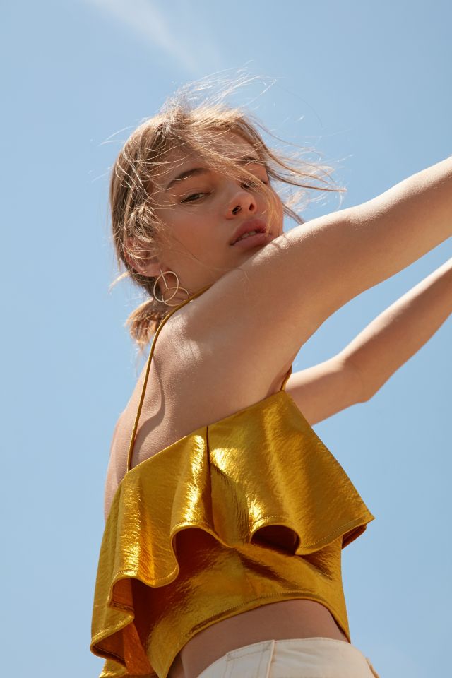 Silence + Noise Satin Ruffle Cropped Cami #2