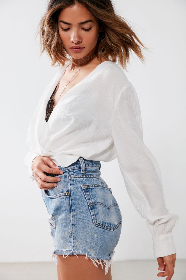 Silence + Noise Deep V-Neck Wrap Top #1