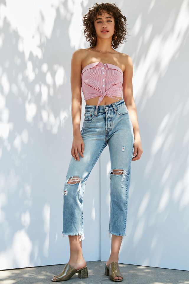 BDG Tie-Front Strapless Top #3