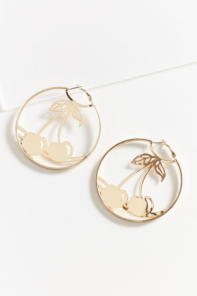 Etched Cherry Statement Hoop Earring #1