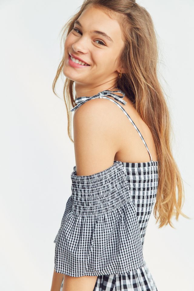 Robe en guingan avec épaules dénudées Brigette de Vetiver #2