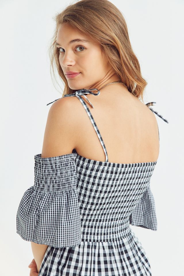 Robe en guingan avec épaules dénudées Brigette de Vetiver #5