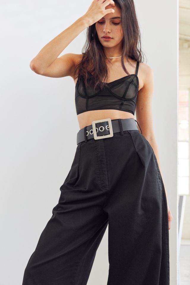 Silence + Noise Soft Pleated Culotte Pant in Black