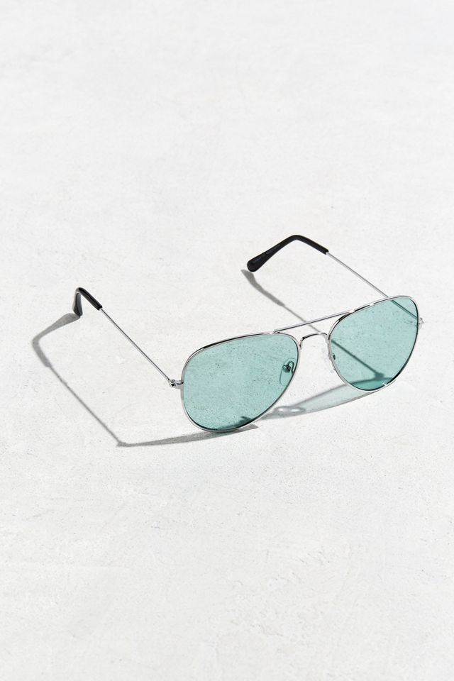 Turquoise Top Gun Aviator Sunglasses | Urban Outfitters
