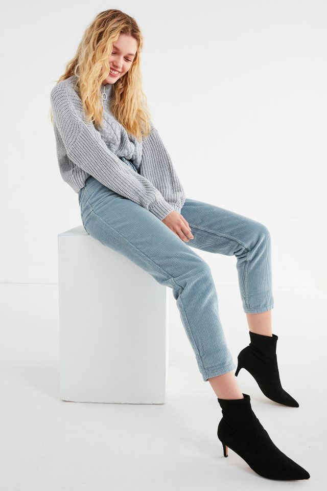 Pantalon style Mom en velours côtelé coloré à taille haute BDG #2