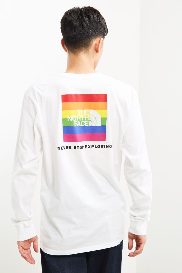 The north face rainbow box logo deals long sleeve tee