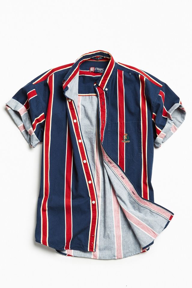 Vintage '90s Vertical Stripe Short Sleeve Button-Down Shirt