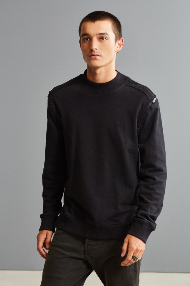 Calvin Klein Shoulder Zip Crew Neck Sweatshirt