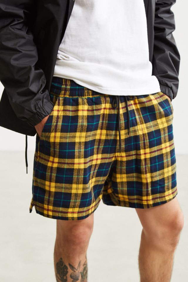 UO Plaid Cotton Flannel Volley Short Urban Outfitters