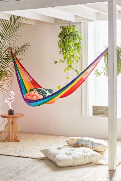 Yellow Leaf Hammocks Rainbow Double Hammock | Urban Outfitters