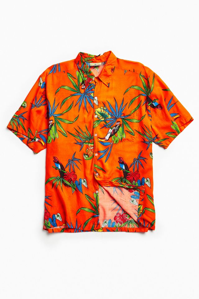 Vintage Orange Hawaiian Vacation Shirt | Urban Outfitters