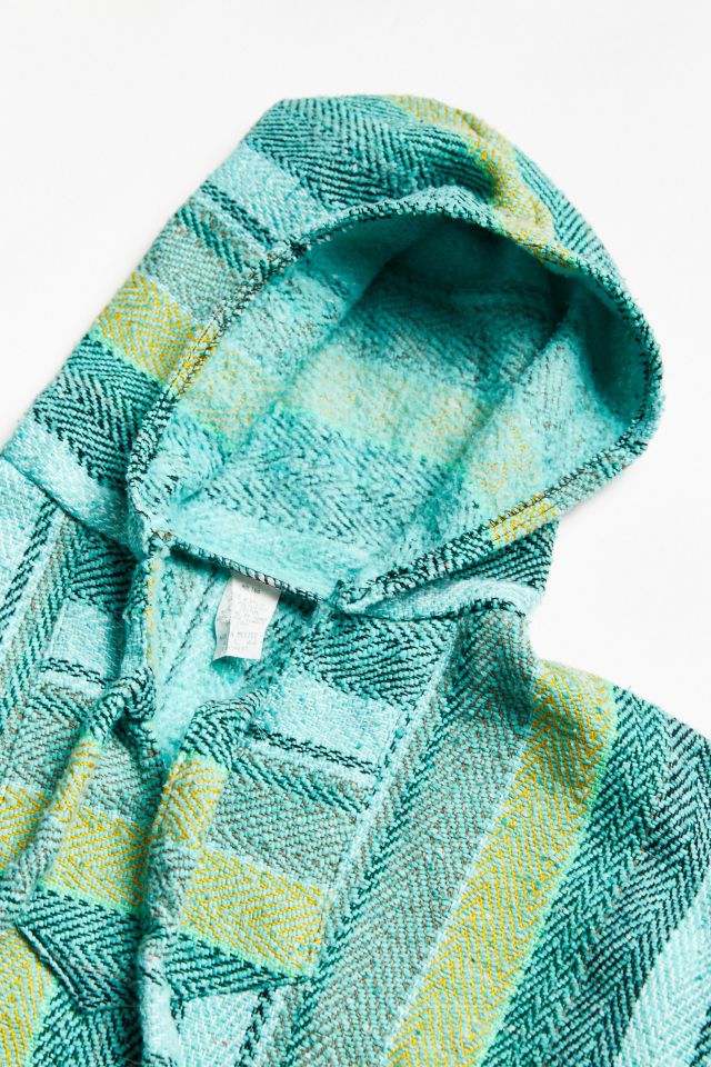 Vintage Lime Green Stripe Woven Surf Hoodie Sweatshirt #2