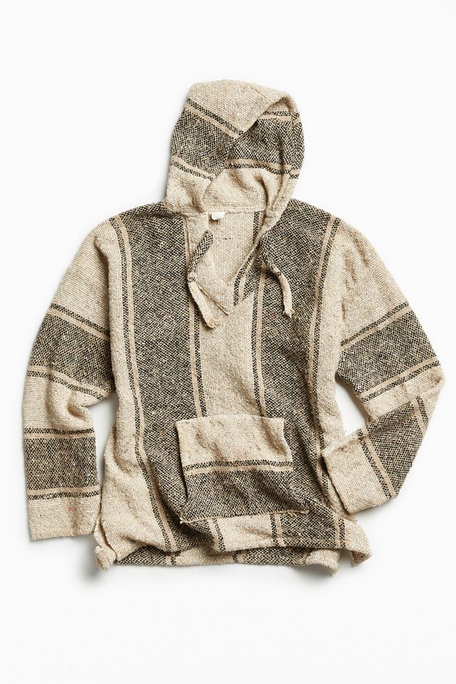 Vintage Tan Stripe Woven Surf Hoodie Sweatshirt