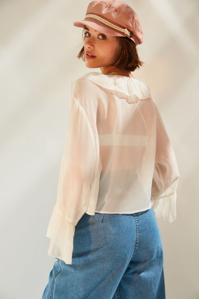 Kimchi Blue Leola Sheer Ruffle Blouse #2