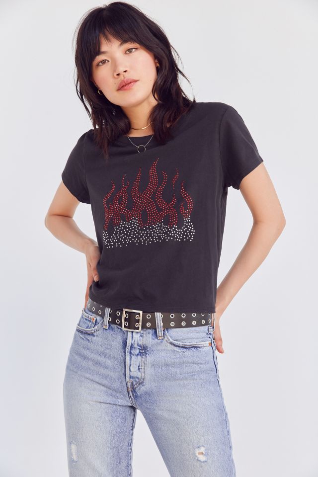 Silence + Noise Rhinestone Flame Tee #4
