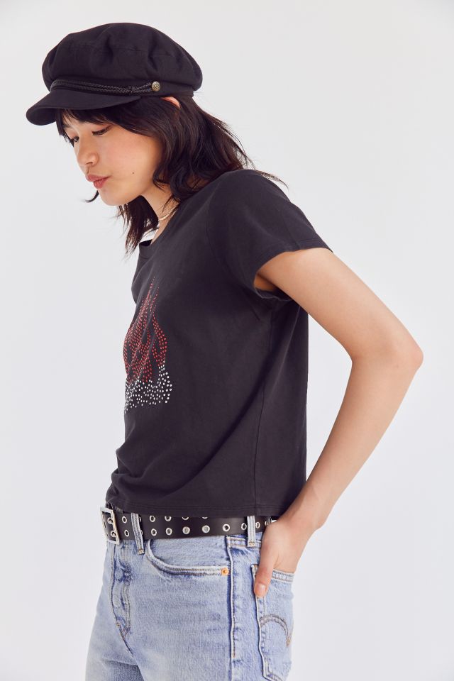 Silence + Noise Rhinestone Flame Tee #5