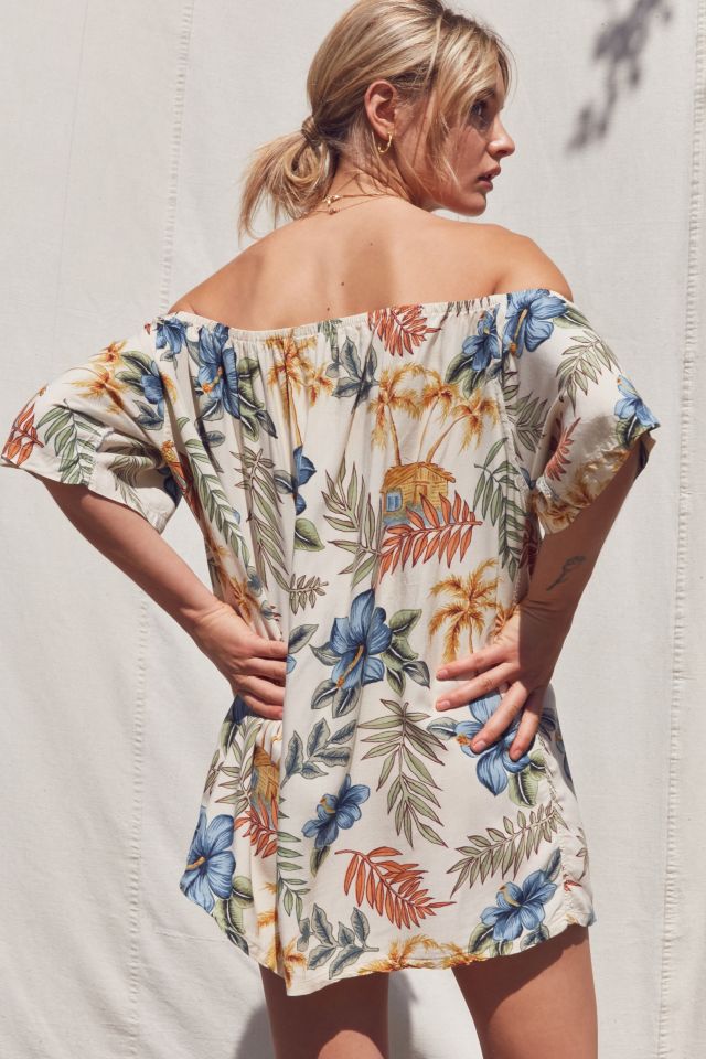 Urban Renewal Remade Tropical Print Off-The-Shoulder Dress #4