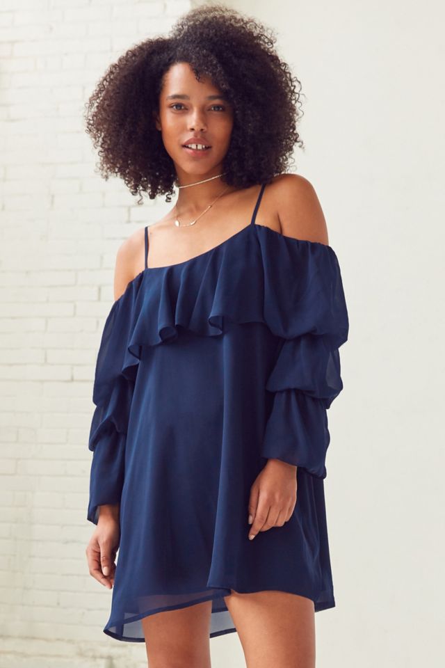 Lucca Couture Katie Cold-Shoulder Ruffle Sleeve Dress