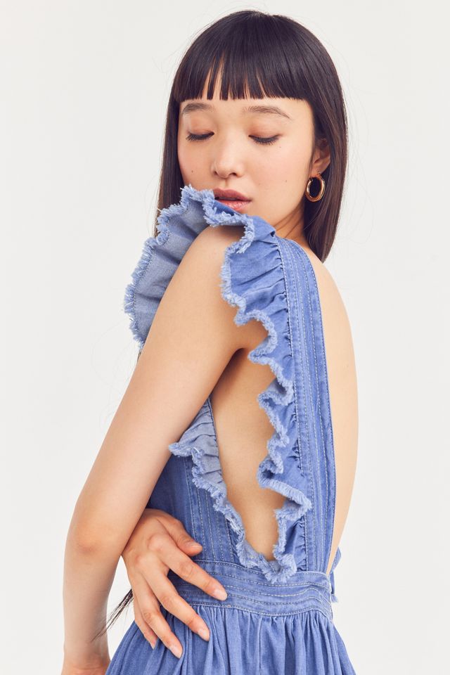 Kimchi Blue Denim Ruffle Apron Midi Dress #2