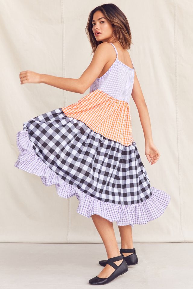 Urban Renewal Recycled Pieced Gingham Midi Dress