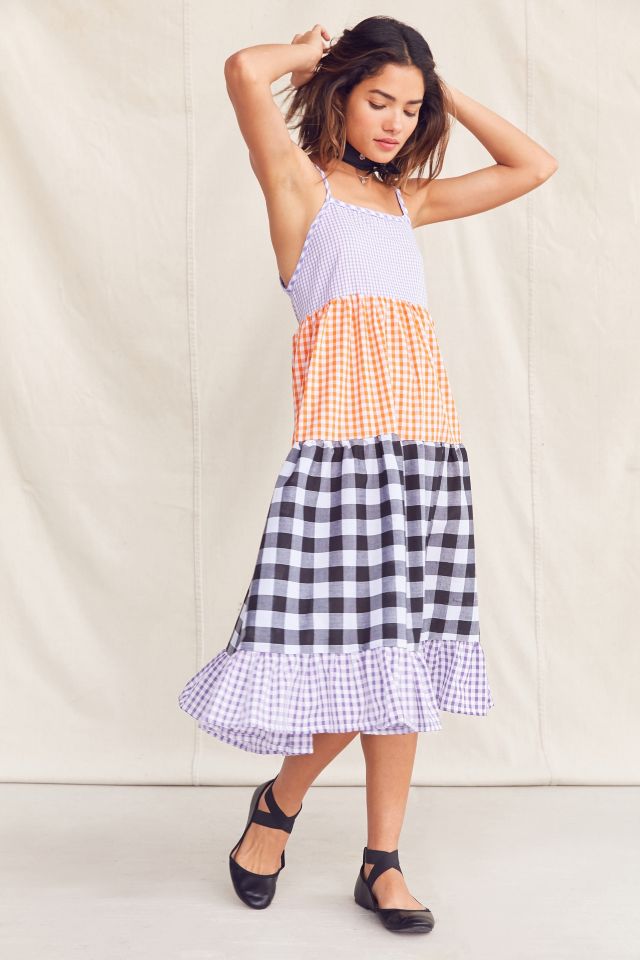 Urban Renewal Recycled Pieced Gingham Midi Dress #1