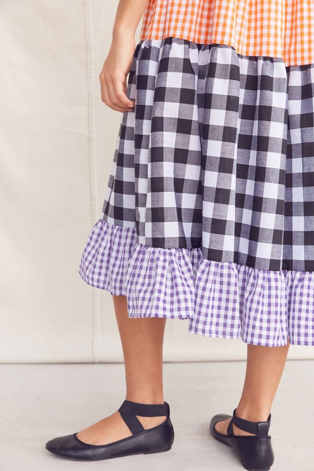 Urban Renewal Recycled Pieced Gingham Midi Dress #5