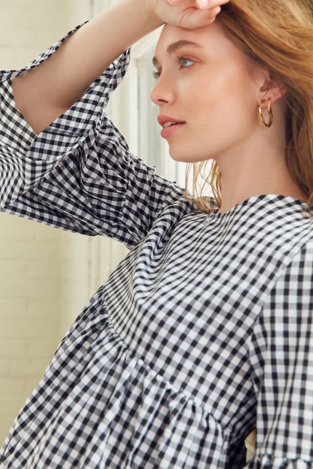 Urban Renewal Remade Bell-Sleeve Gingham Dress #4