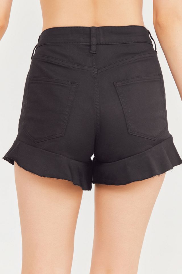 A Simple Life High Rise Ruffle Hem Shorts- Medium Light