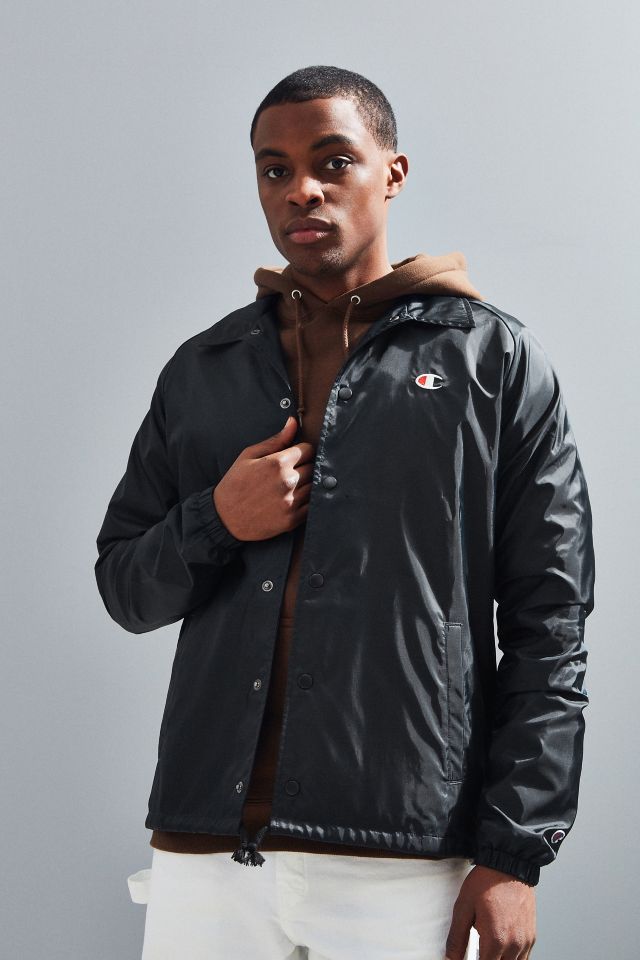 Champion black hot sale coach jacket