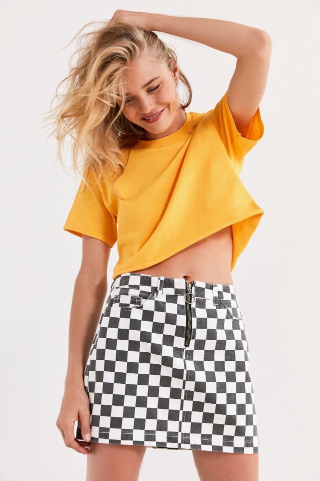 Checkerboard store denim skirt