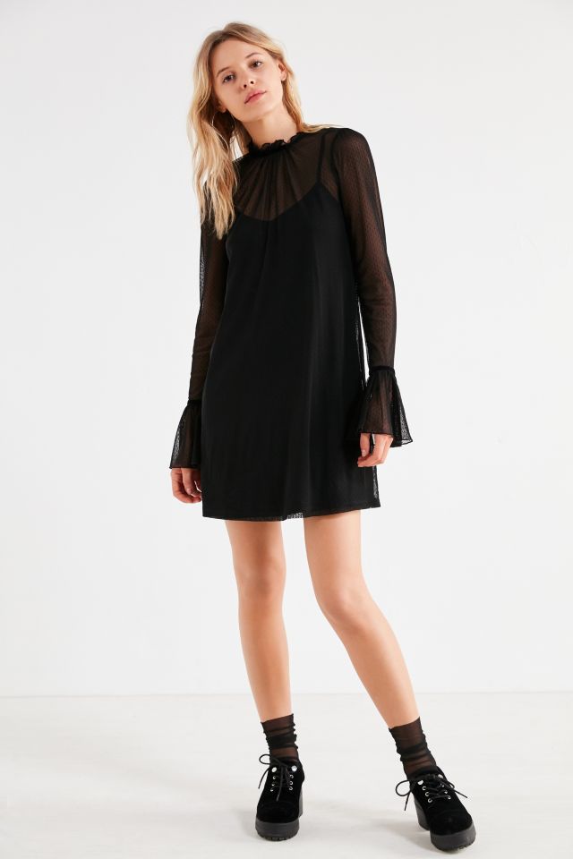 Kimchi Blue Ruffle Mock-Neck Mesh Dress #3