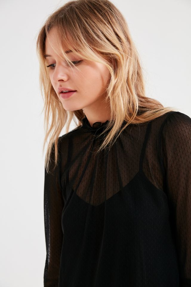 Kimchi Blue Ruffle Mock-Neck Mesh Dress #5