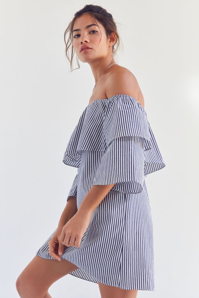 Cooperative Tiered Sleeve Striped Off-The Shoulder Dress #1