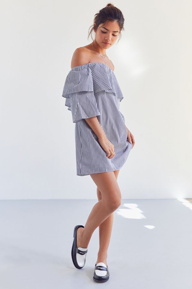 Cooperative Tiered Sleeve Striped Off-The Shoulder Dress #2