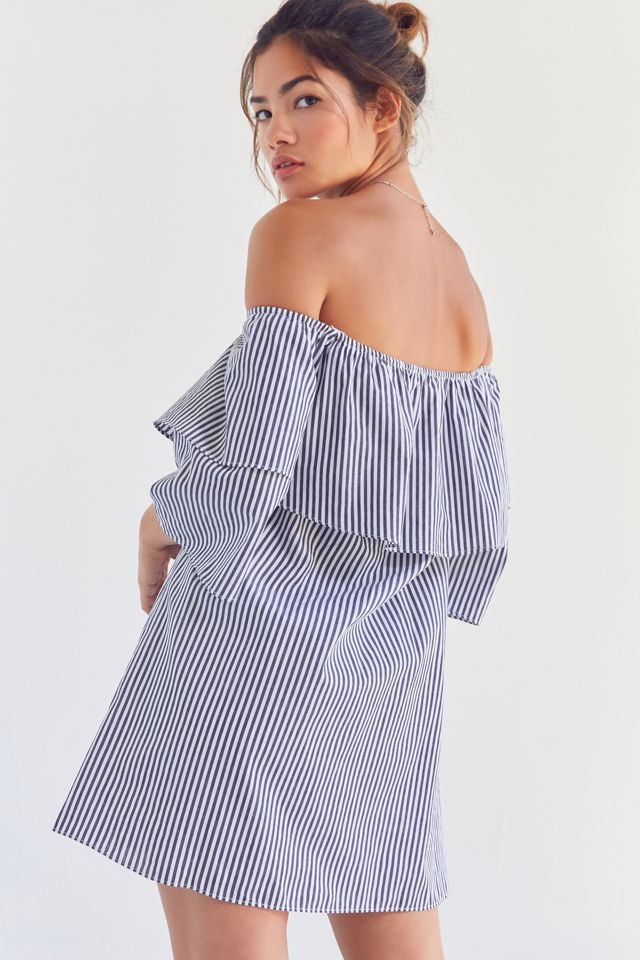 Cooperative Tiered Sleeve Striped Off-The Shoulder Dress #3