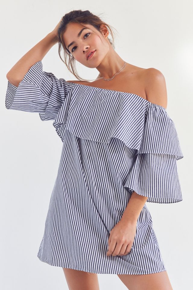 Cooperative Tiered Sleeve Striped Off-The Shoulder Dress #4