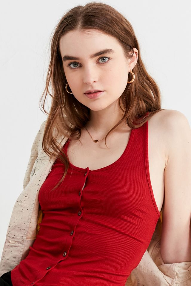 Out From Under Slinky Ribbed Button Tank Top #3