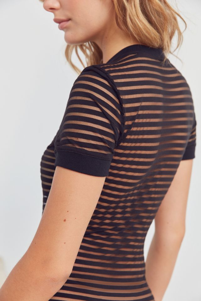 Out From Under Shadow Stripe Mesh Bodysuit #2