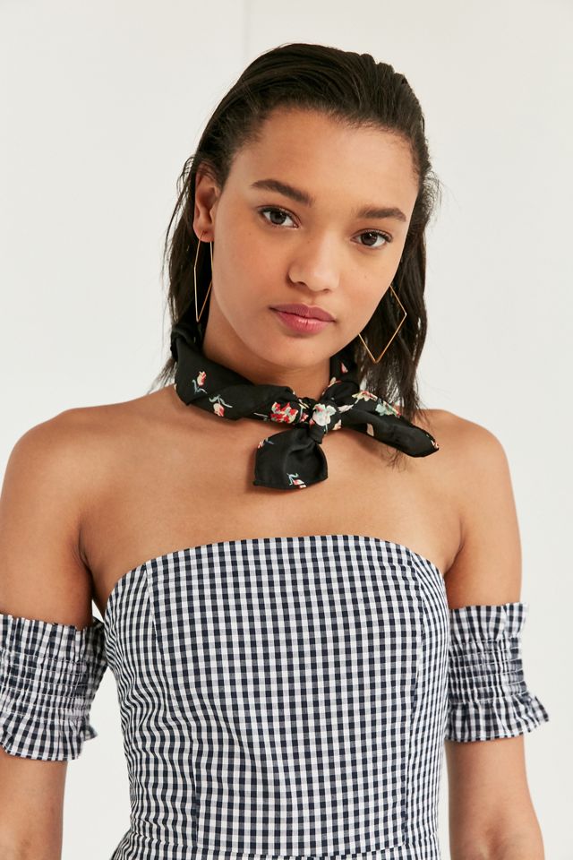 Kimchi Blue Off-The-Shoulder Smocked Gingham Romper #5
